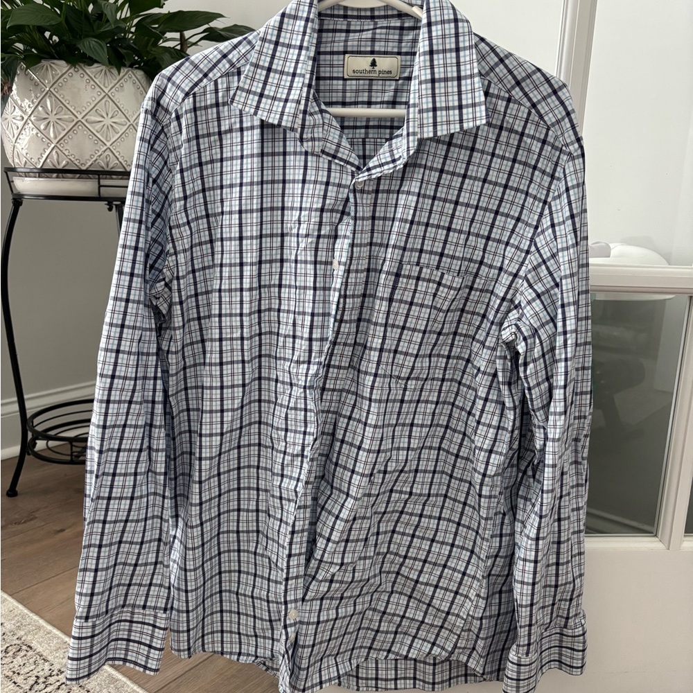 Men's Blue Plaid Shirt